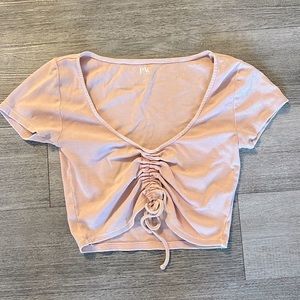 pacsun crop top, low cut, coral color, runs small